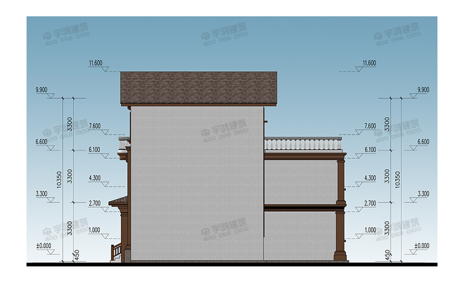 10x13米帶車庫書房鄉村別墅設計圖紙