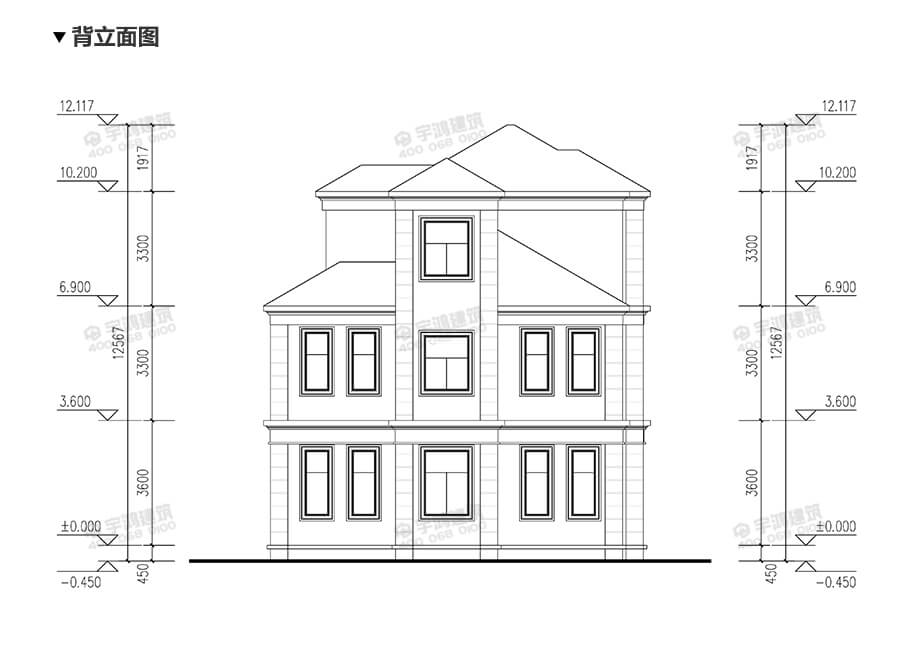 12x13米復式帶衣帽間農(nóng)村別墅設計圖紙