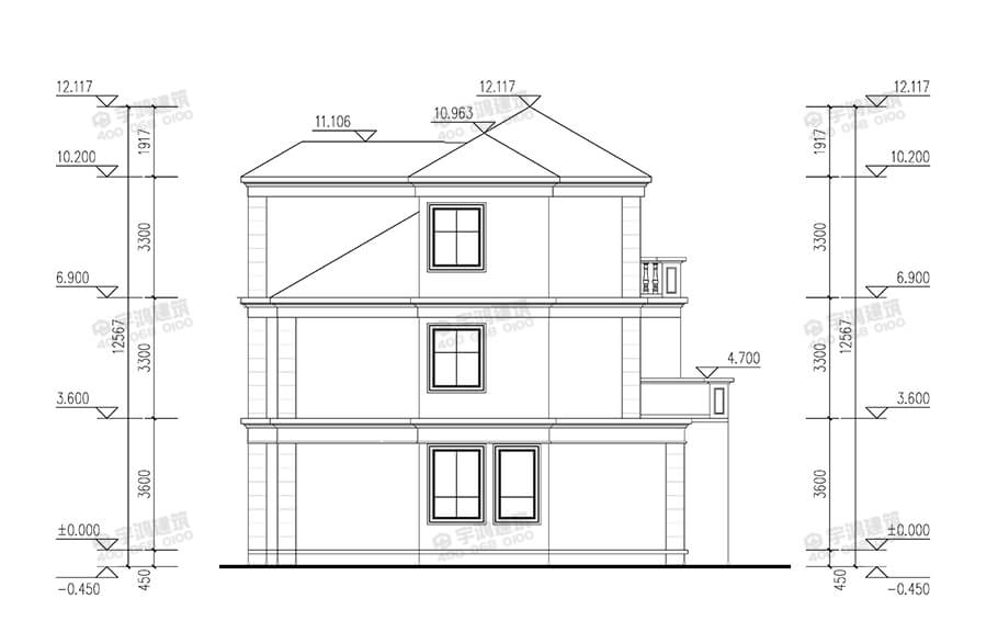 12x13米復式帶衣帽間農(nóng)村別墅設計圖紙