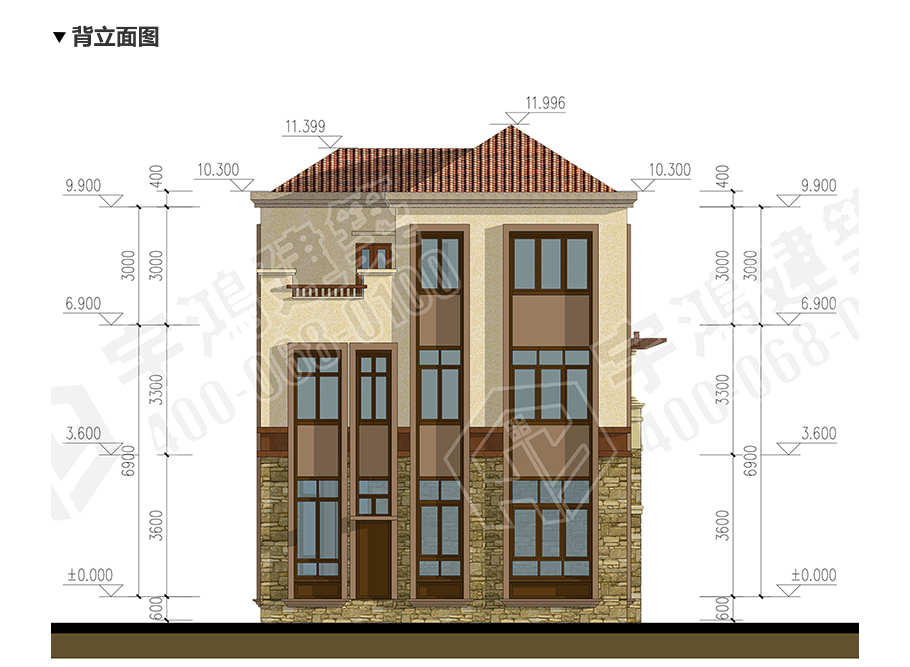 9x13米西班牙三層鄉(xiāng)村別墅設(shè)計圖紙