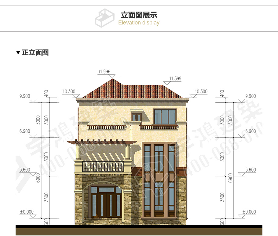 9x13米西班牙三層鄉(xiāng)村別墅設(shè)計圖紙
