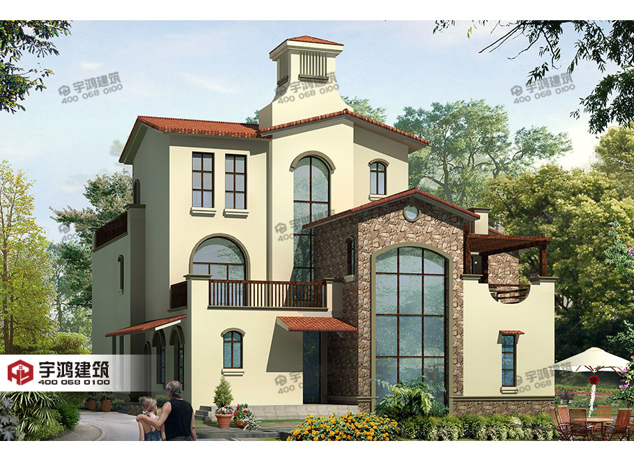 240平西班牙風復式農村別墅設計圖紙