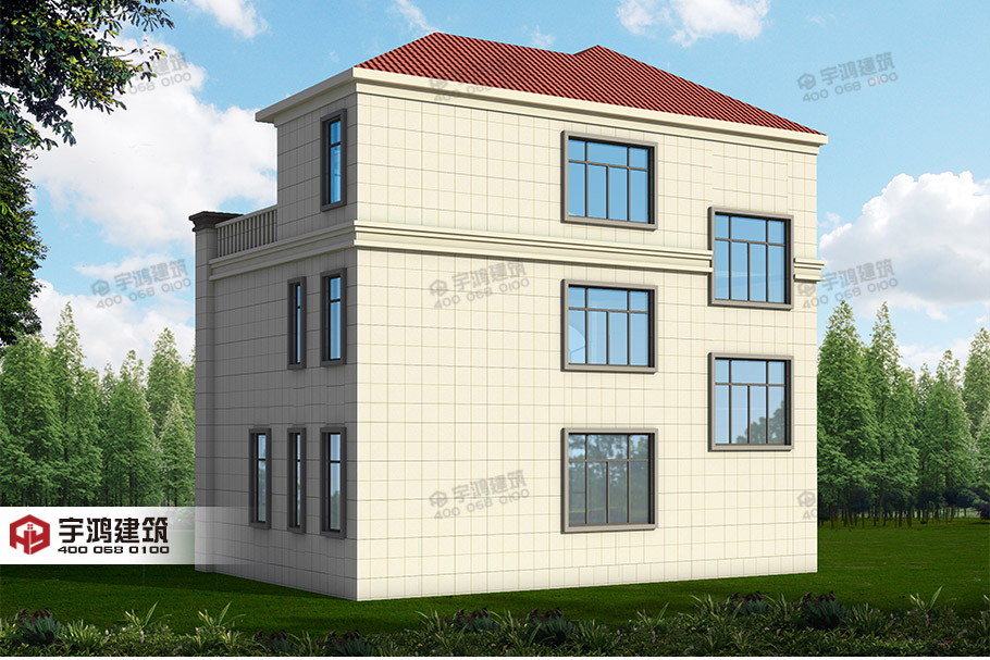 2019年新款110平米三層復式客廳農村別墅設計圖紙