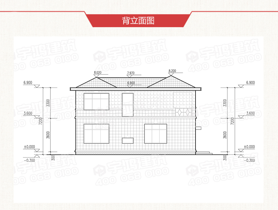 唐式風格農村二層自建房設計圖紙及效果圖，古樸典雅
