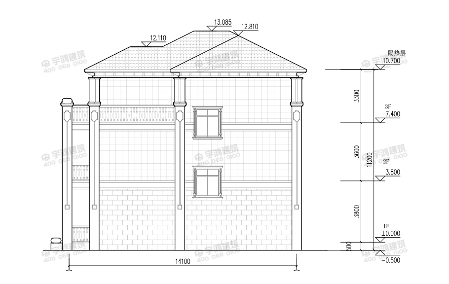 氣派農(nóng)村30萬(wàn)別墅款式三層設(shè)計(jì)圖，帶堂屋神龕