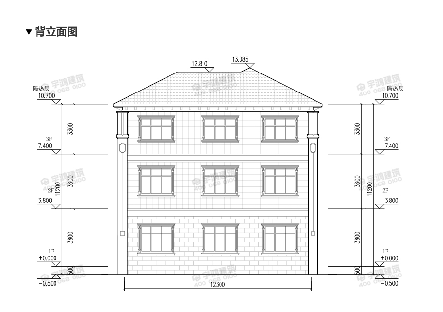 氣派農(nóng)村30萬(wàn)別墅款式三層設(shè)計(jì)圖，帶堂屋神龕