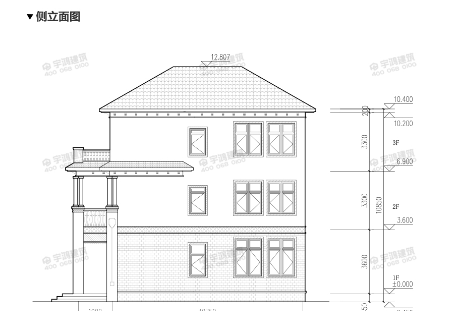 漂亮130平帶旋轉樓梯的農村別墅設計圖紙及效果圖片，三層帶挑空客廳