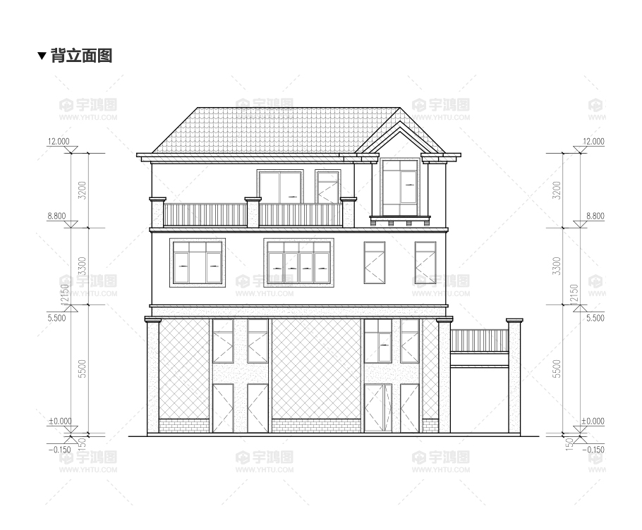 135平帶商鋪的三層美式別墅設計圖紙，精致美觀
