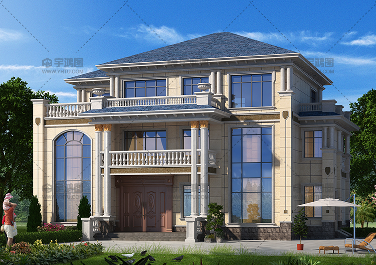 200平帶旋轉樓梯大氣歐式別墅設計圖紙及效果圖片 200平帶旋轉樓梯大氣歐式別墅設計圖紙及效果圖片