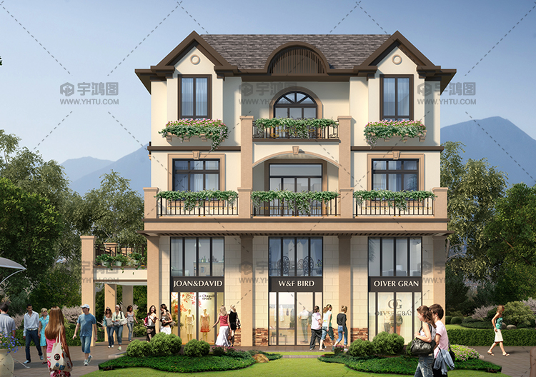 135平帶商鋪的三層美式別墅設計圖紙,精致美觀 135平帶商鋪的三層美式別墅設計圖紙,精致美觀