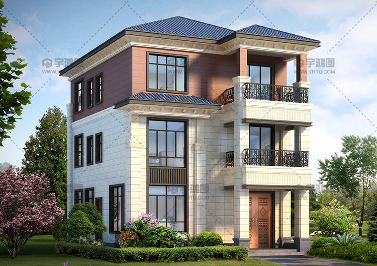 漂亮的三層帶小陽臺別墅設計圖紙及效果圖 漂亮的三層帶小陽臺別墅設計圖紙及效果圖