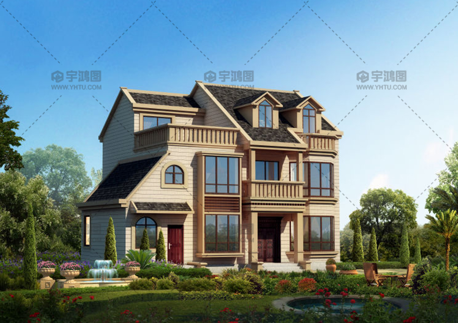 農村三層歐式帶閣樓別墅設計圖紙 農村三層歐式帶閣樓別墅設計圖紙