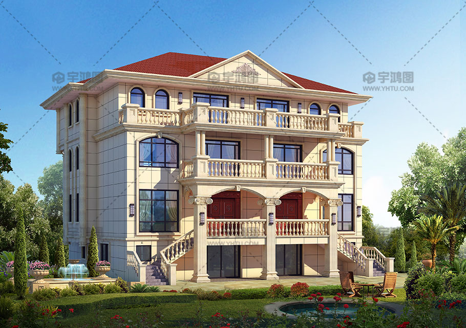 新款240平四層歐式兄弟雙拼農村別墅設計圖 新款240平四層歐式兄弟雙拼農村別墅設計圖