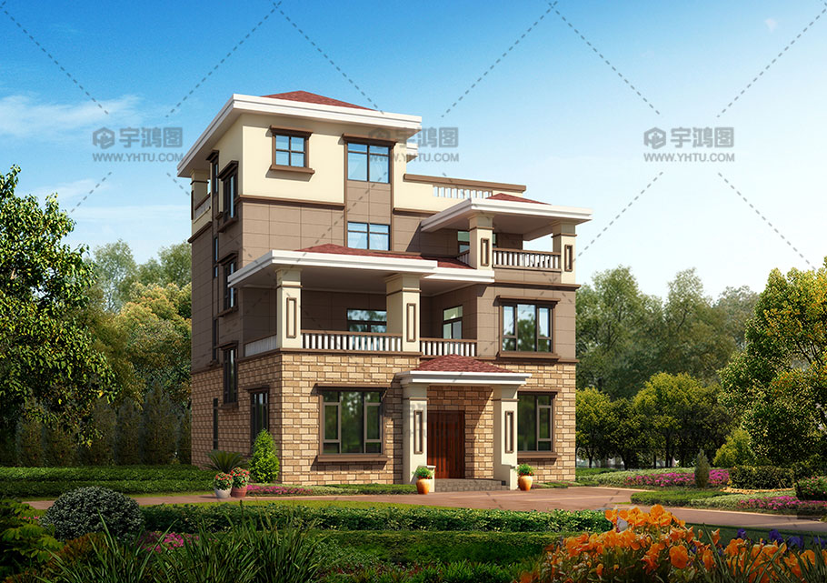 帶露臺56萬四層農村自建房設計圖紙 帶露臺56萬四層農村自建房設計圖紙