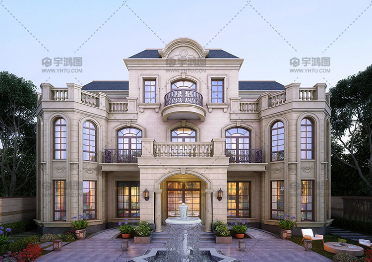 19x19米三層豪華法式別墅設計圖 19x19米三層豪華法式別墅設計圖