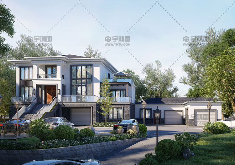 漂亮的歐式三層別墅效果圖帶車庫 漂亮的歐式三層別墅效果圖帶車庫