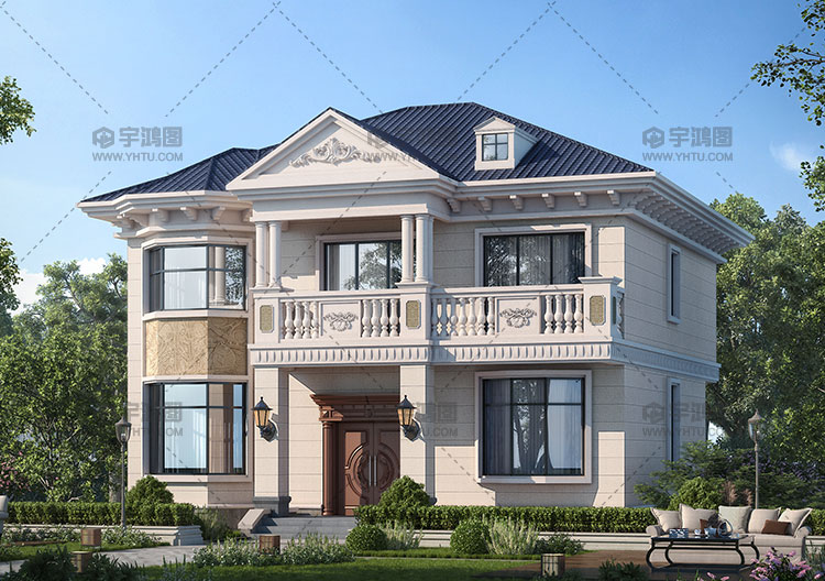 二層歐式帶露臺小別墅外觀效果圖 二層歐式帶露臺小別墅外觀效果圖