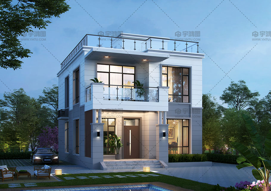 二層現代別墅占地114平磚混結構 二層現代別墅占地114平磚混結構