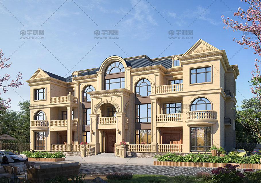 雙拼三層法式別墅占地382平豪華大氣的自建別墅