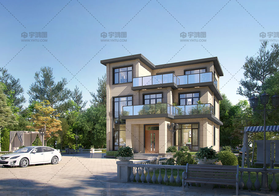 現代風格三層框架別墅占地113平自建別墅設計 現代風格三層框架別墅占地113平自建別墅設計