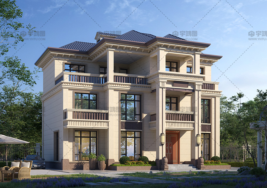 三層新中式框架別墅占地160平自建別墅設計圖 三層新中式框架別墅占地160平自建別墅設計圖