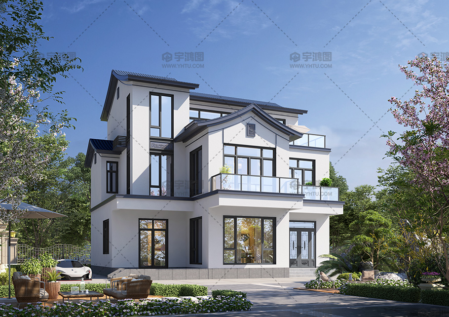 三層新中式框架結構別墅占地162平自建別墅圖紙 三層新中式框架結構別墅占地162平自建別墅圖紙