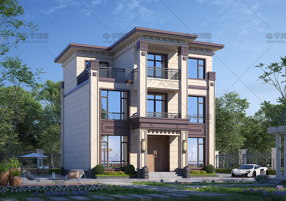 新中式三層磚混別墅占地115平自建別墅圖紙 新中式三層磚混別墅占地115平自建別墅圖紙