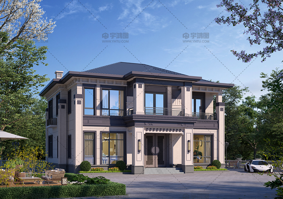 兩層框架結構新中式別墅占地164平自建別墅設計圖 兩層框架結構新中式別墅占地164平自建別墅設計圖