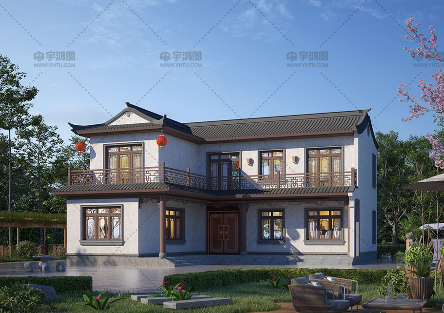 兩層框架結構中式別墅占地144平自建別墅設計圖 兩層框架結構中式別墅占地144平自建別墅設計圖