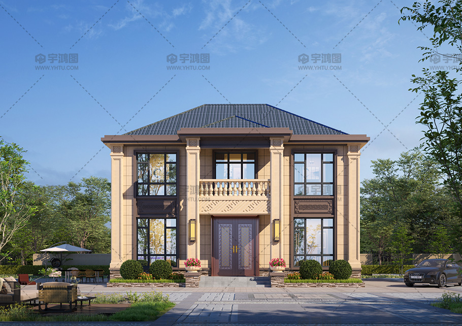 占地面積143平兩層新中式磚混結構別墅設計圖 占地面積143平兩層新中式磚混結構別墅設計圖