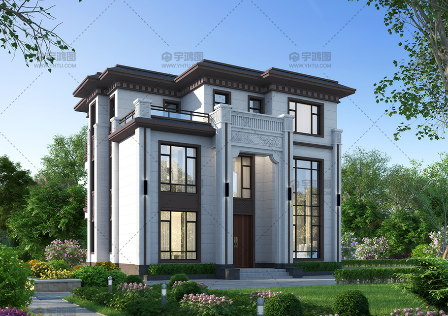 三層框架新中式占地130平自建別墅設計圖 三層框架新中式占地130平自建別墅設計圖