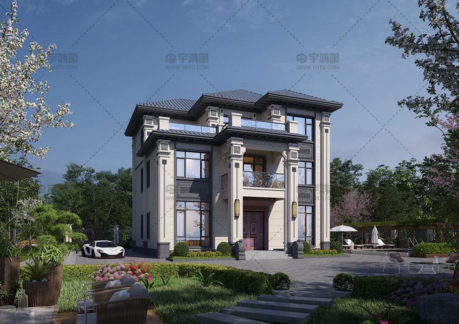 新中式框架別墅占地168平三層別墅設計圖 新中式框架別墅占地168平三層別墅設計圖