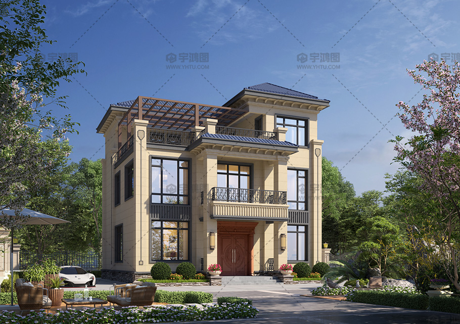 框架結構三層歐式別墅占地148平 框架結構三層歐式別墅占地148平