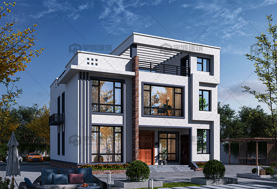 二層現代磚混結構占地153平別墅設計圖紙