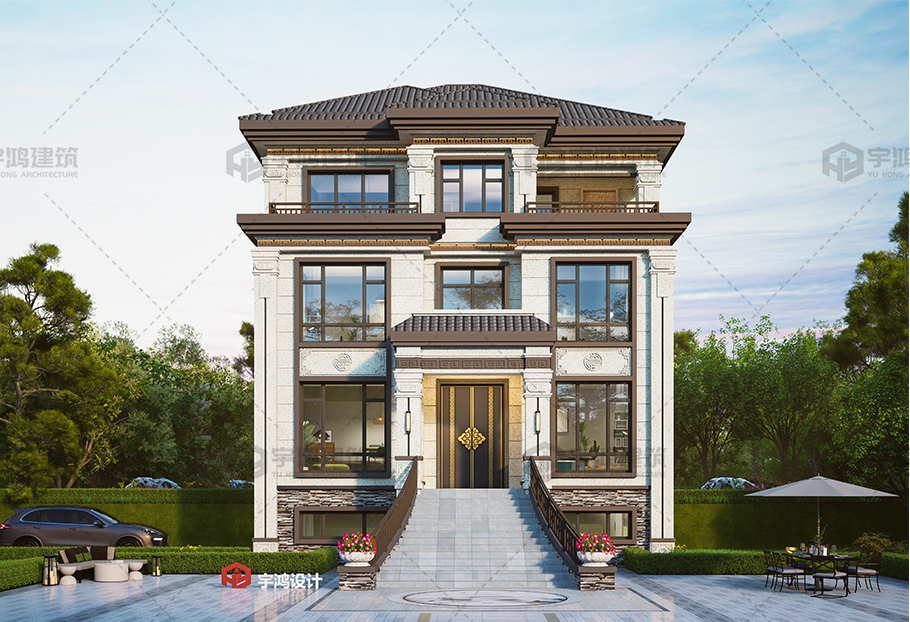 新中式風格三層占地139平框架別墅設計圖紙 新中式風格三層占地139平框架別墅設計圖紙