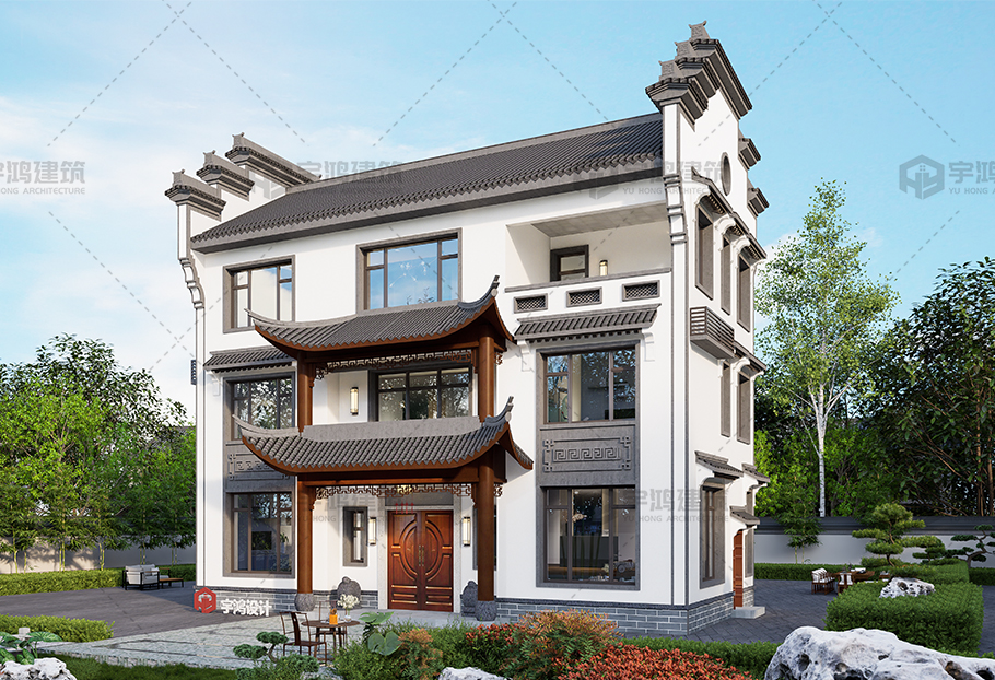 中式風格14x8磚混別墅設計圖紙