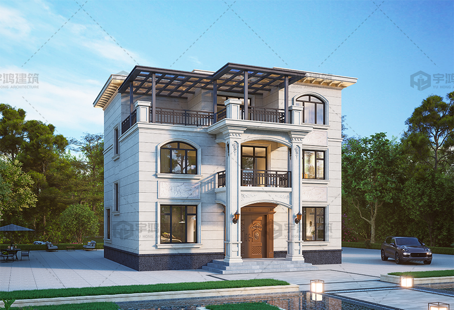 平屋頂三層歐式別墅占地約150平方全套圖紙 平屋頂三層歐式別墅占地約150平方全套圖紙