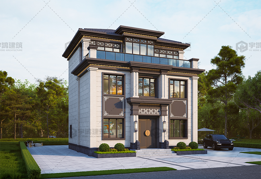 開間進深9.66*9.85新中式三層別墅全套圖紙