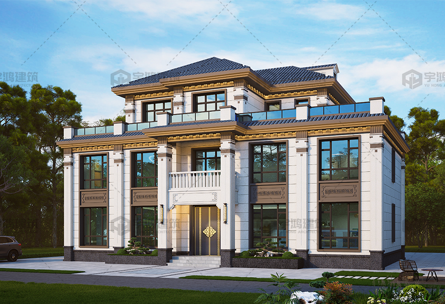 占地約240平方新中式三層別墅全套圖紙